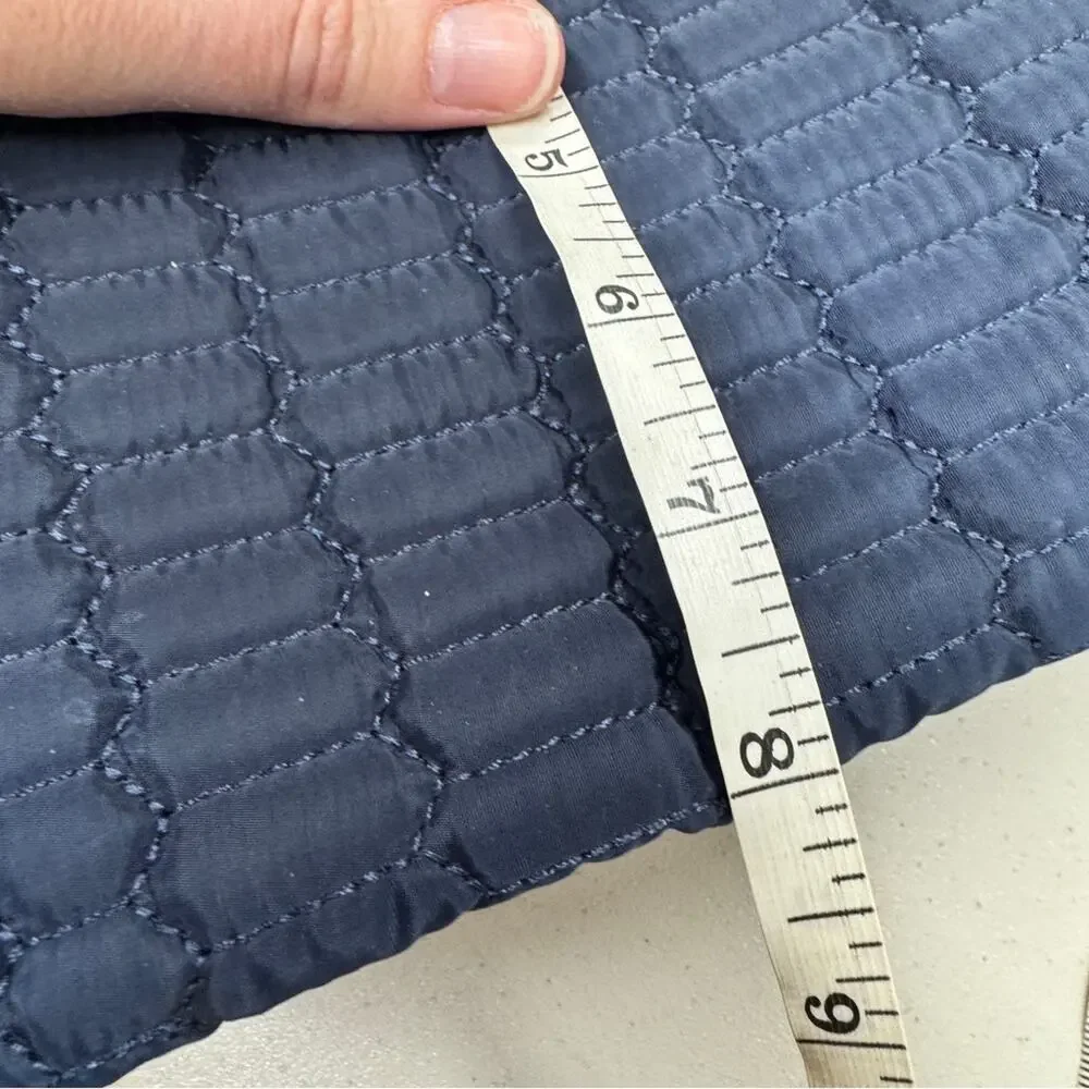 Aimee Kestenberg Navy Blue Quilted Fabric Makeup Bag Pouch